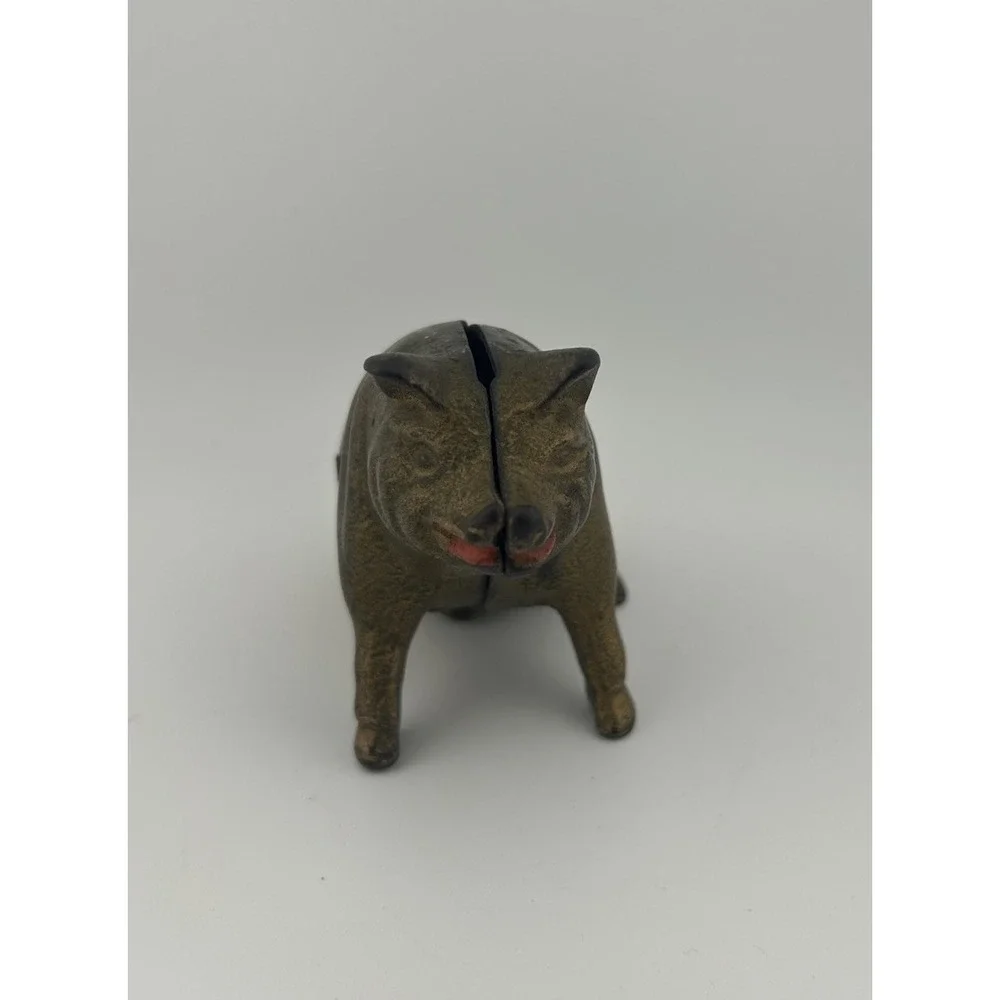 Vintage Cast‎ Iron Pig Piggy Bank